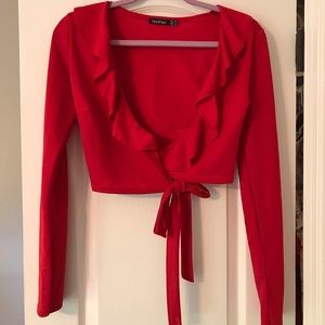 BOOHOO RED CROP TOP